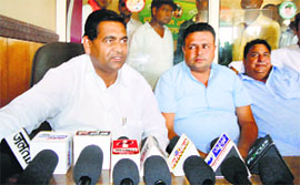 INLD MLA Phool Singh Kheri talks to the media in Cheeka on Wednesday