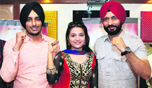 Star cast of Punjabi film Kaum De Heere during a promotional programme in Jalandhar on Wednesday.