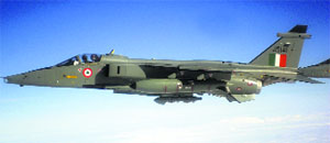 A Jaguar aircraft from No 14 Squadron on a training sortie.