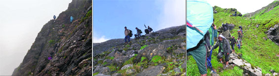 A dangerous ridge on the Roopkund-Zoragalli route; a 3-km patch on the Zoragalli-Sheelasamundar route laden with grass, stone and moss, which is the deadliest; and a slippery patch on the Zoragalli to Sheelasamundar route.