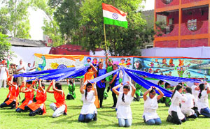 Students of Spring Dale Senior School celebrate Independence Day in Amritsar on Thursday. 