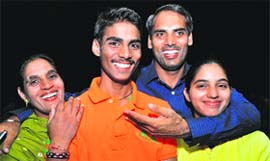 Aryan S Jajma with his parents and sister in Chandigarh.