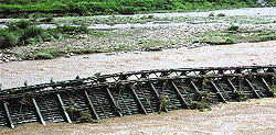 The bridge that washed away at Jahu in Hamirpur on Thursday