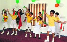 Special children of Asha School, Jammu Cantonment, celebrate Independence Day on Thursday.
