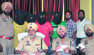 CIA staff with the four accused with weapons and intoxicants in Jalandhar on Thursday