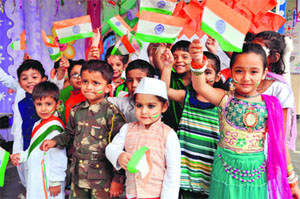 New face of freedom: Children celebrate Independence Day at Poly Kids in Dehradun on Thursday. 