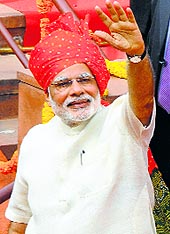 The Prime Minister waving to the audience after delivering the speech