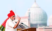 PM Narendra Modi speaks during Independence Day celebrations in New Delhi