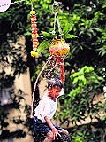 Students celebrate Dahi Handi to mark Janmashtami in Mumbai on Saturday
