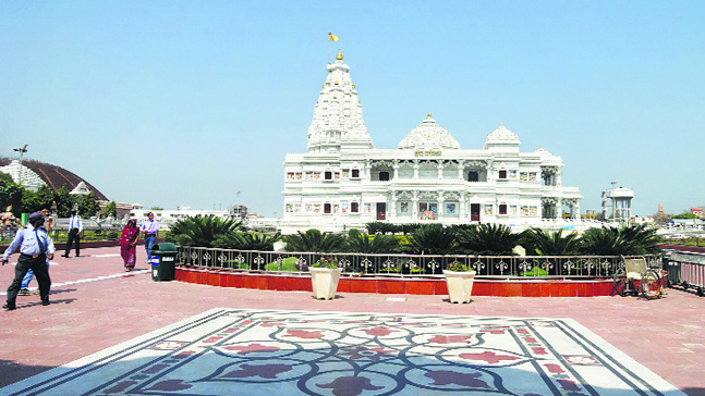 A view of the Prem Mandir in Vrindavan