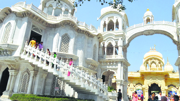 The ISKCON temple in Vrindavan is a popular tourist attraction