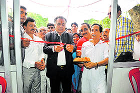 GS Bali, Minister for Transport, Technical Education and Food and Civil Supplies, inaugurates the tehsil welfare office at Nagrota Bagwan on Sunday. 