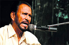 Sufi singer Barkat Sidhu performs at a cultural programme in Ludhiana. 