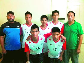 Five players of the Chandigarh Football Academy who got selected for the FIFA U-17 World Cup probables camp with their coaches in Goa.