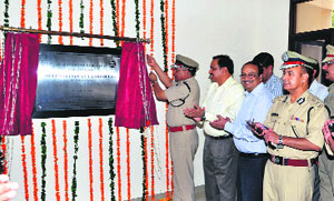 DGP SN Vashisht inaugurates a sports trainees hostel at the HAP Madhuban complex in Karnal on Monday.