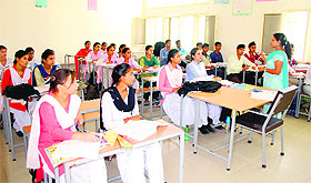 A class in progress at the meritorious school in Amritsar on Tuesday.