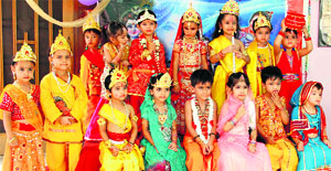 Tiny-Tots of Daddys Teddy Playway School dress up to celebrate Janmashtami.