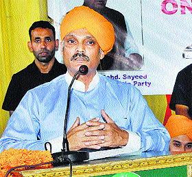 Congress leader Karan Singhs son Vikramaditya mobilises support for the PDP, which he recently joined.