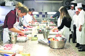 Students get first hand experience of the culinary skills in the kitchen in Le-Cordon-Bleu