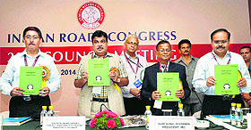 Minister of Transport and Rural Development Nitin Gadkari during the Indian Road Congress in New Delhi on Tuesday.