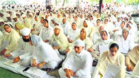 Namdharis on a hunger strike in Ludhiana on Tuesday.