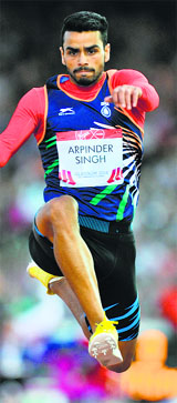Arpinder Singh won the triple jump event in the Federation Cup in Patiala on Tuesday