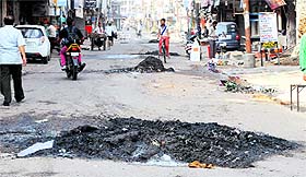 Sewage piled up in the middle of the stretch between Katra Baghia and Katra Jai Mal Singh area in Amritsar on Wednesday.