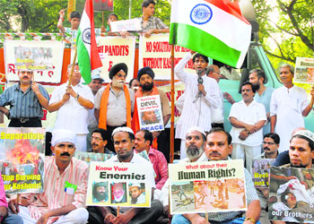 Activists stage a peaceful protest at Jantar Mantar against the continued violence in Kashmir. Humanitarian causes are being hijacked by ideologues.