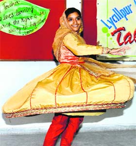 Students participate in a talent hunt show at Lyallpur Khalsa College of Education for Women in Jalandhar on Wednesday