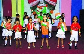 Students of BVM Shishu Vatika present an item during a cultural extravaganza in Ludhiana