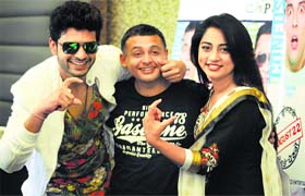 The star cast of ‘Control Bhaji Control’ during the promotion of their upcoming movie in Ludhiana on Wednesday