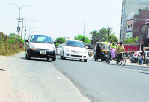 The uneven stretch on the main GT Road in Amritsar. 