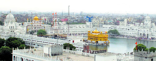 A birds eye-view of the Golden Temple, which is surrounded by various commercial units under the scanner in Amritsar