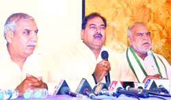 Abhay chautala (R) and ashok arora at a press meet. 