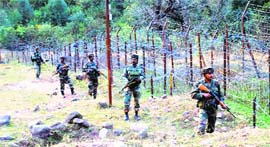 Jawans keep vigil along the LoC in the Balakote sector of Poonch.