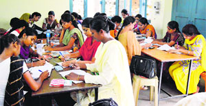 Stenography students at a district-level centre at Punjabi Bhawan in Ludhiana.