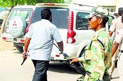 A man with a pistol at Rama Mandi in Talwandi Sabo on Thursday