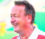 Terry Walsh in a jovial mood during training.