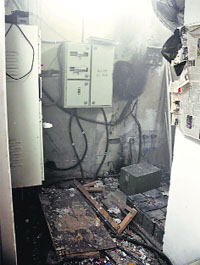 The room in J&K Bank where a fire broke out in Jammu on Friday.