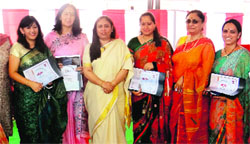 Members of the Army Wives Welfare Association during the function at Bathinda Cantt on Saturday. a tribune photograph