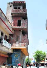 Building from where the woman jumped in Dera Bassi on Saturday.