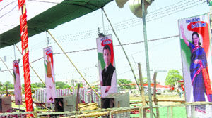 The rally site at Panipat. The Congress is leaving no stone unturned to make the rally a big success.