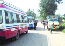 Traffic jam on National Highway No. 21 on Saturday.