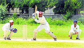 A cricket match between Ludhiana and Kapurthala in progress at PAU, Ludhiana, on Saturday.