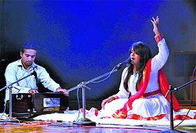 A girl performs during the Sahodaya Inter-School Sufi Song Competition in Ludhiana. 