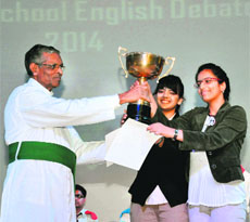 Winners of the English debate competition at St Josephs Academy in Dehradun on Saturday.