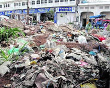 A pile of garbage on a road leading to the Golden Temple in Amritsar