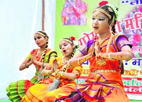 Gorkha girls perform a dance at Durgamal Park in Dehradun on Sunday