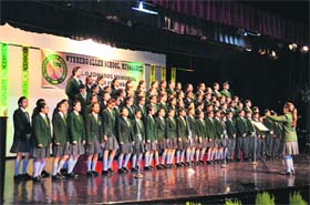 A choir from Wynberg Allen school displays its talent during the second LO Edwards Memorial Choir Festival in Mussoorie on Sunday
