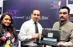 Sanjeev Ohri (left) and Alankar Nagi during the launch of the website in Chandigarh on Monday.